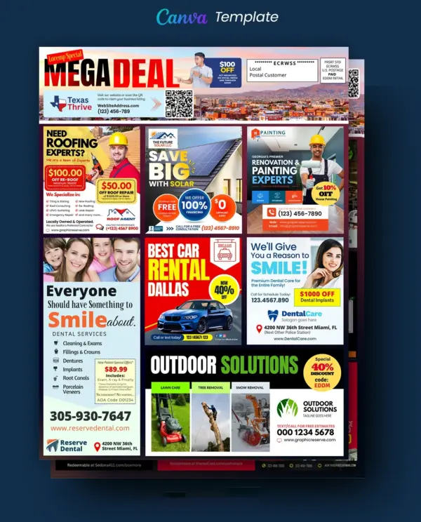 12x9 shared cost eddm marketing postcard canva design template