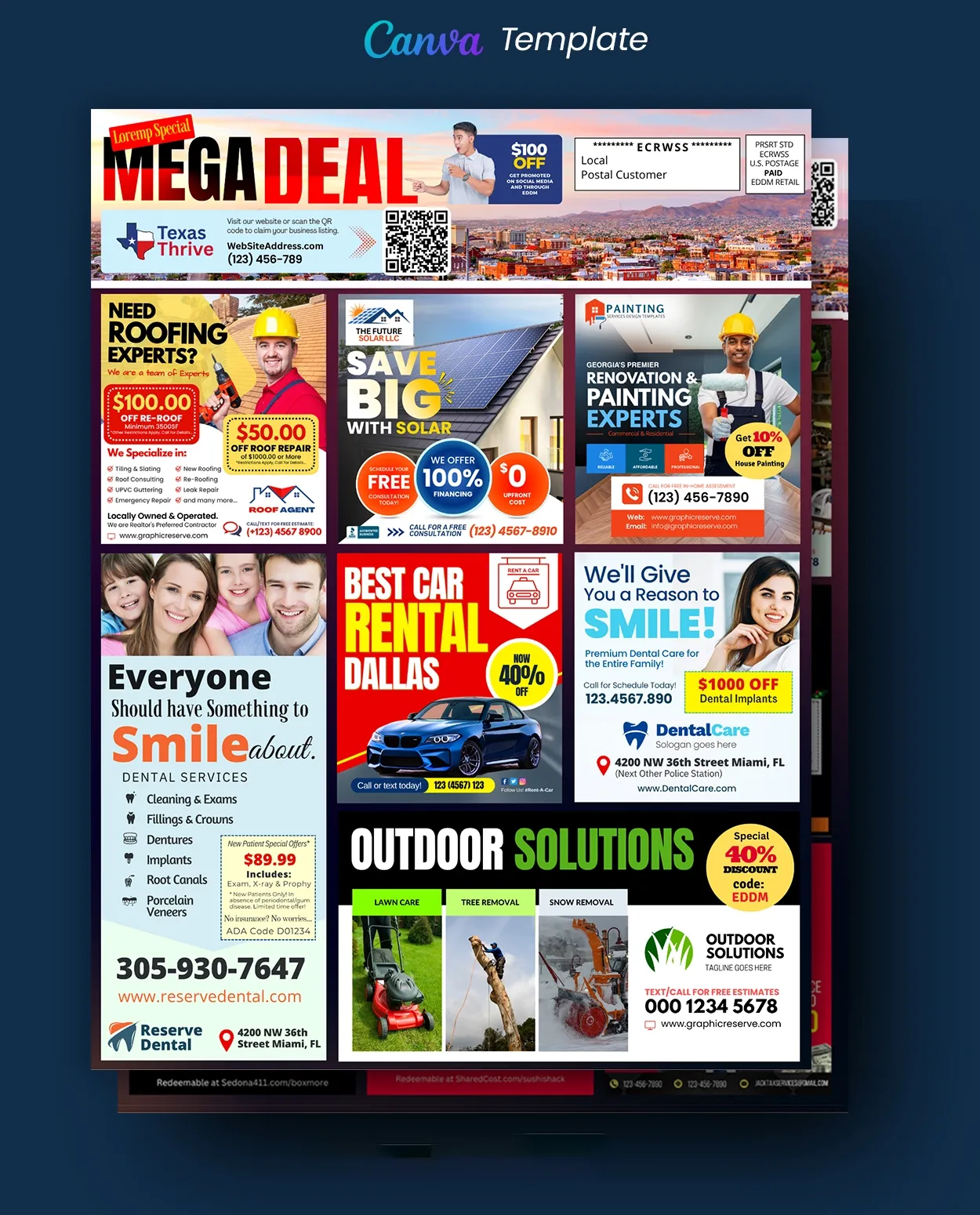 12x9 shared cost eddm marketing postcard canva design template