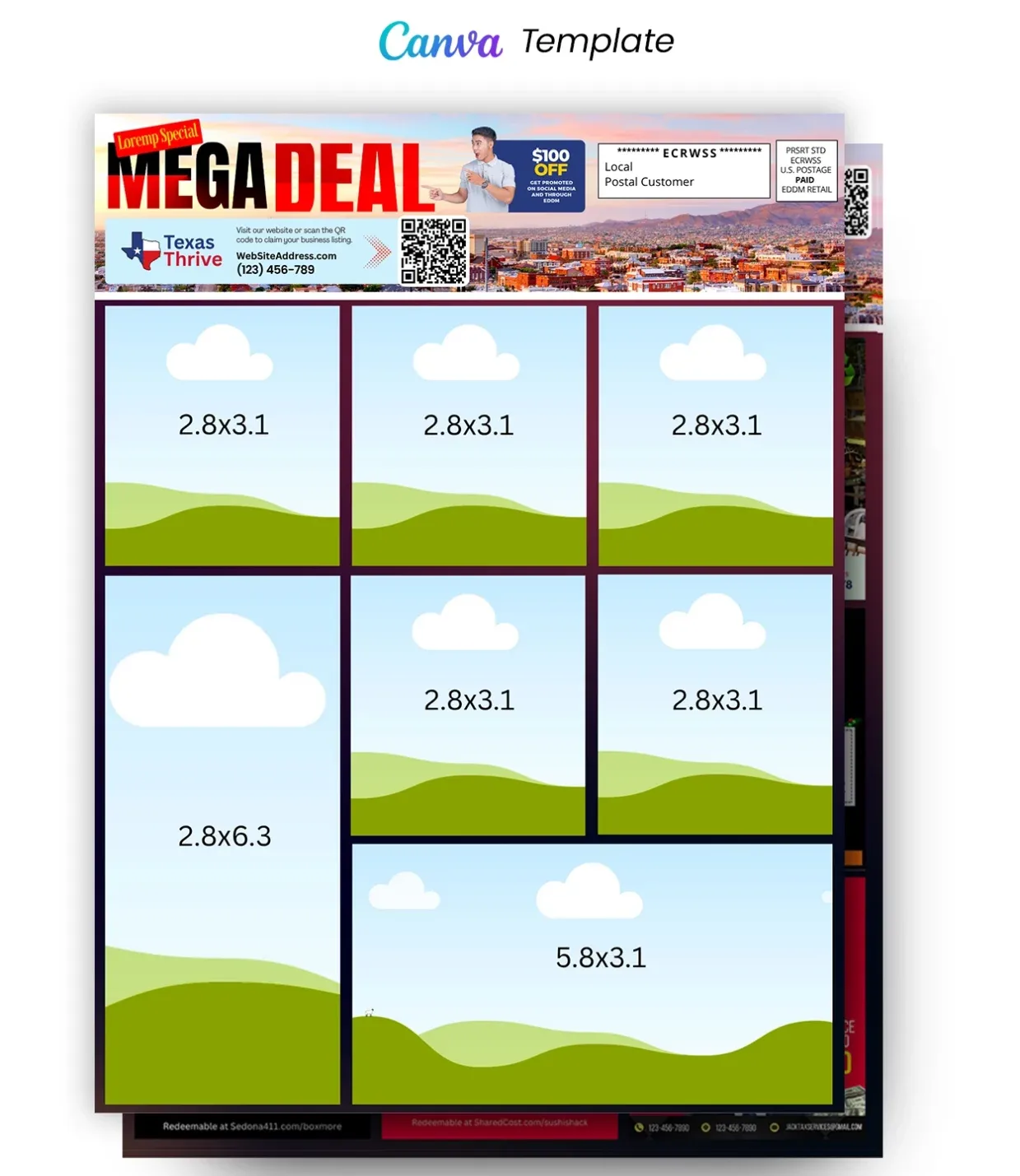 12x9 eddm marketing postcard canva design template