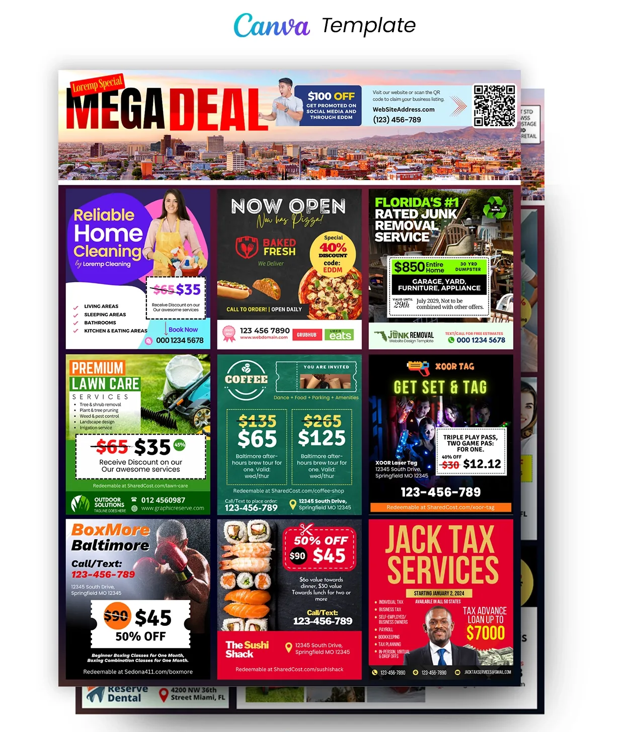 12x9 coop eddm marketing postcard canva design template