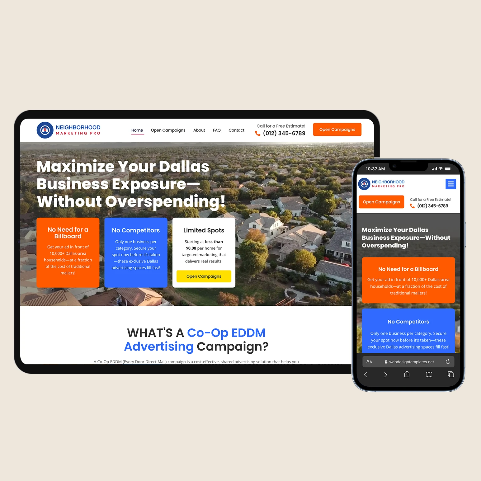 9x12 EDDM Marketing Agency Website Template – WordPress Elementor Design Kit