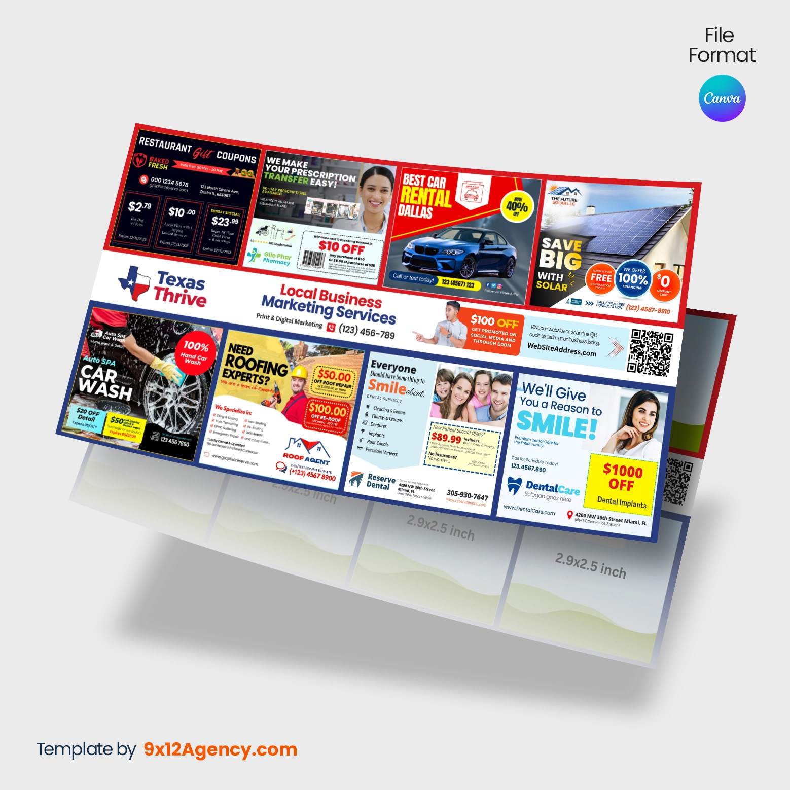 6.5x12 inch shared cost coop EDDM postcard design Canva template