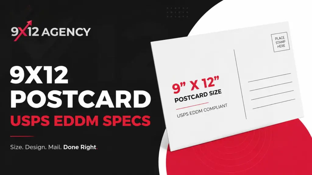 9x12 Postcard Size, Bleed, and Safe Zone Diagram