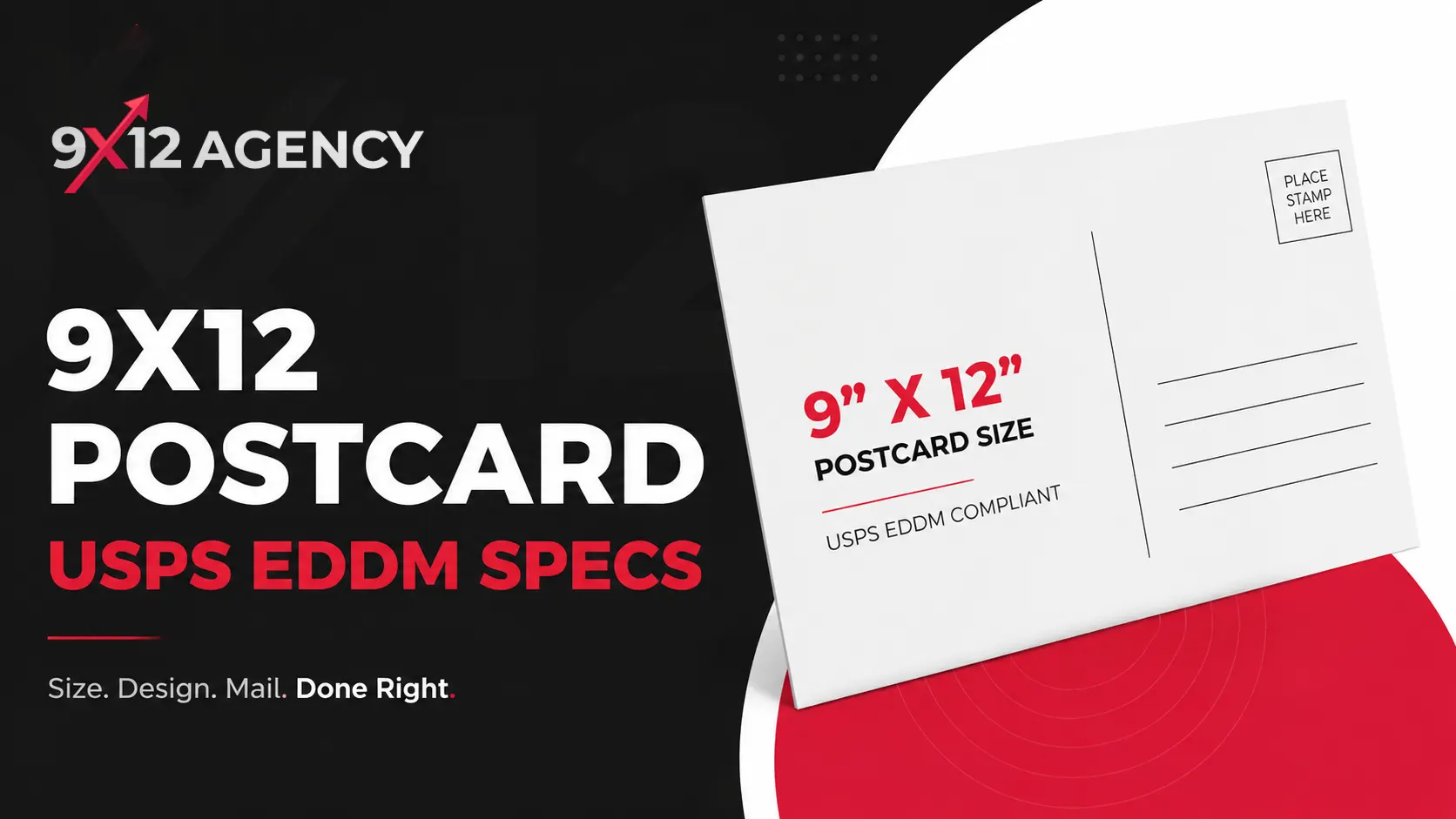 9x12 Postcard Size, Bleed, and Safe Zone Diagram